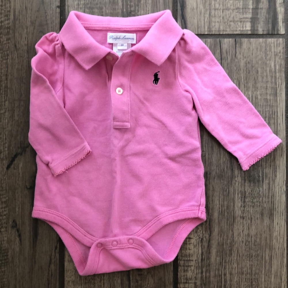 Ralph Lauren pink long sleeve onesie